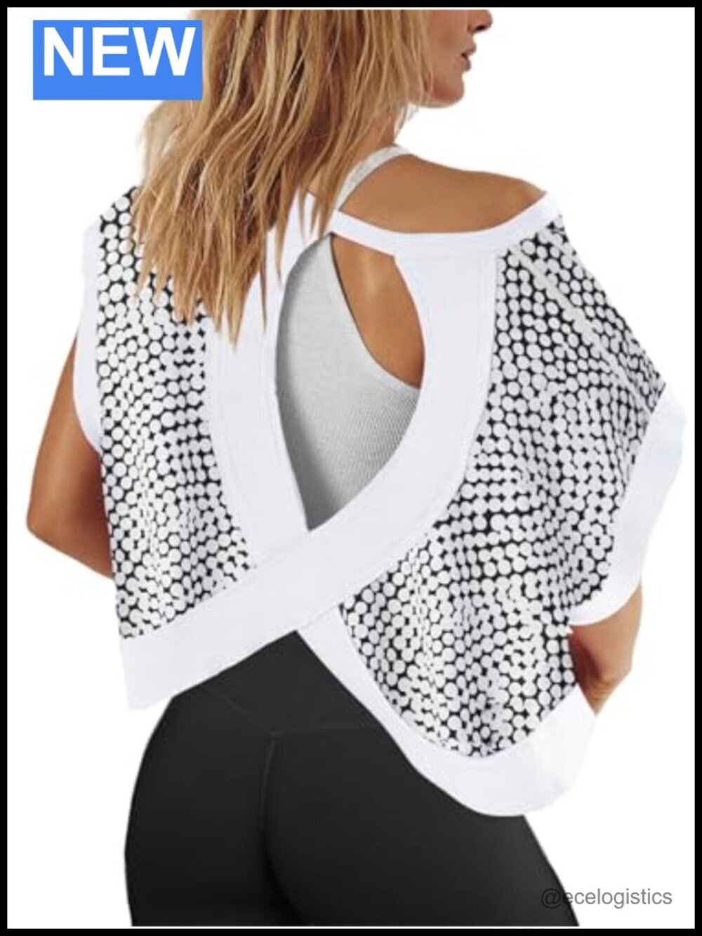 Open Back Workout Top Oversized Tee Backless Athletic Shirt Short Sleeve